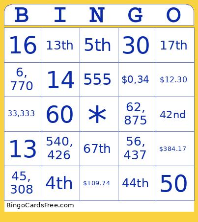 Numbers Bingo