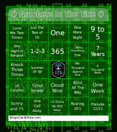 # Numbers In The Title # Bingo Card