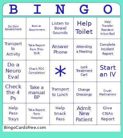 Nursing Bingo Card