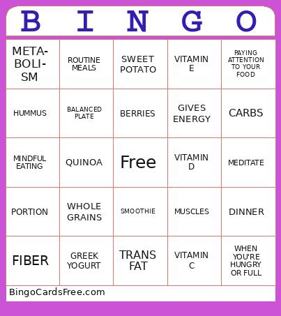 Nutrition Bingo