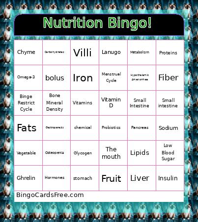 Nutrition Bingo!