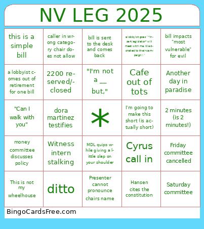 NVLeg Week 4 Bingo Cards Free Pdf Printable Game, Title: NV LEG 2025