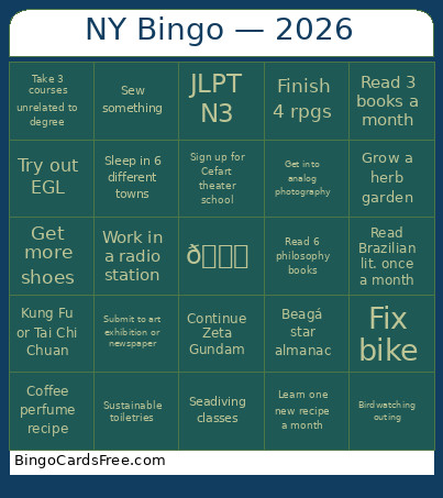 NY — 2026 Bingo Card