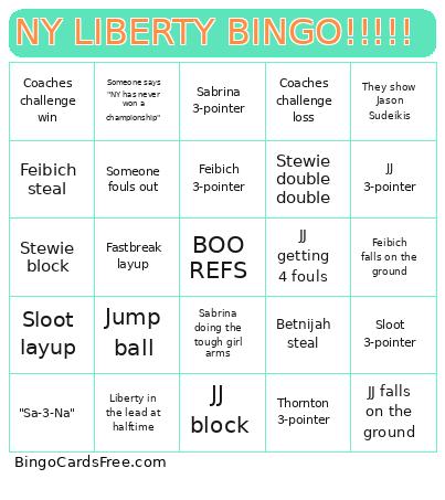 NY LIBERTY !!!!! Bingo Card