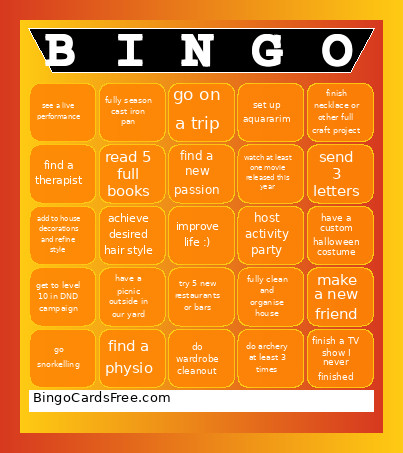 Nye Bingho Bingo Card