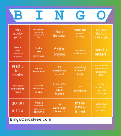 Nye Bingo Card