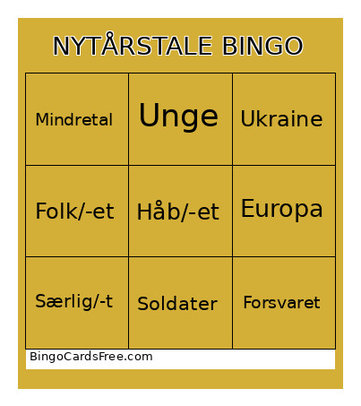 NYTÅRSTALE Bingo Card