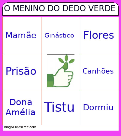 O MENINO DO DEDO VERDE Bingo Card