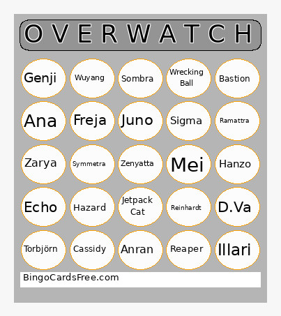 O V E R W A T C H Bingo Card