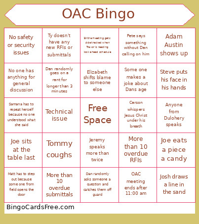 OAC Bingo Card