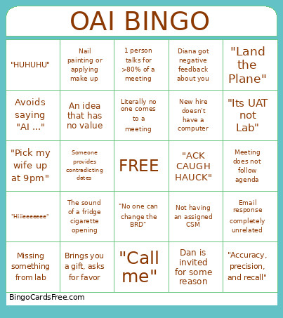 OAI Bingo Card