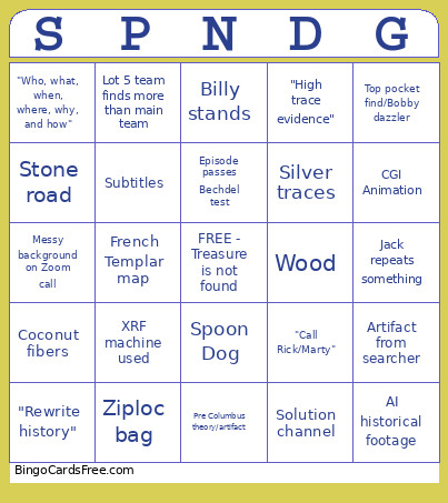 Oak Island Bingo Card 2