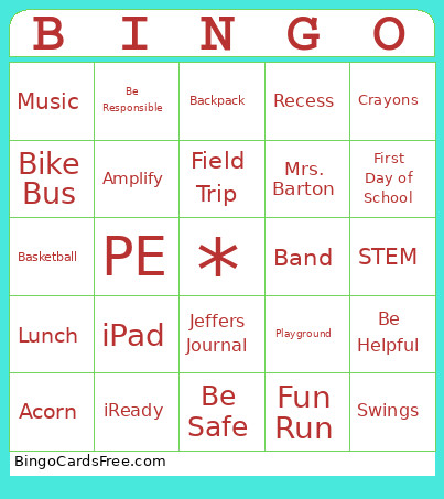 Oak Ridge Bingo Card