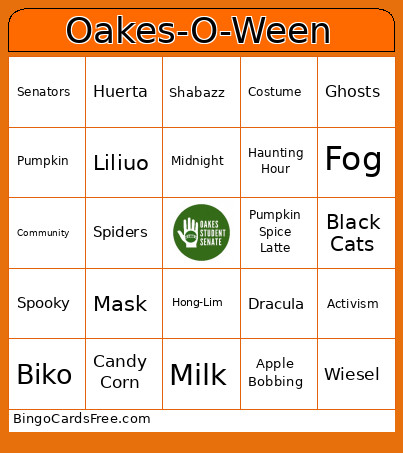 Oakes-O-Ween Bingo Card