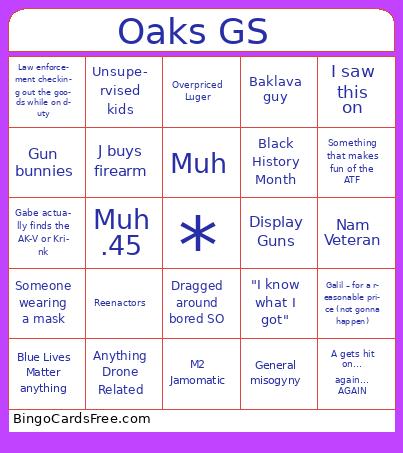 Oakssss Bingo Cards Free Pdf Printable Game, Title: Oaks GS 