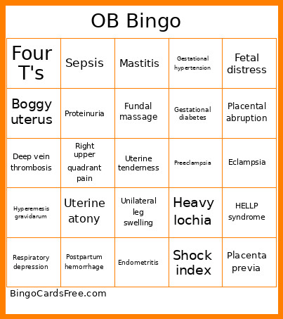 OB Bingo Card