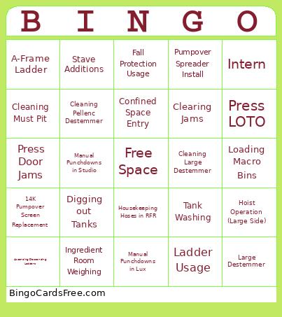 Observation Bingo Card