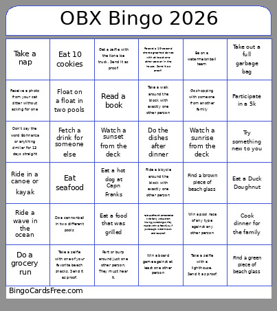 OBX 2026 Bingo Card