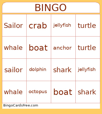 Ocean Bingo Card