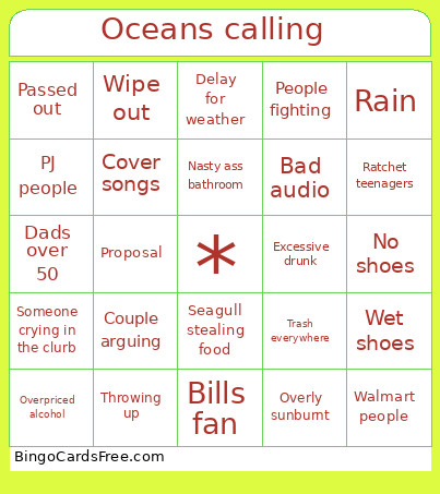 Oceans Calling Bingo Card