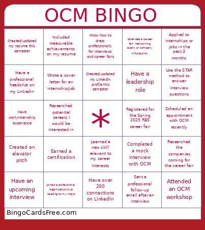 OCM Bingo Card