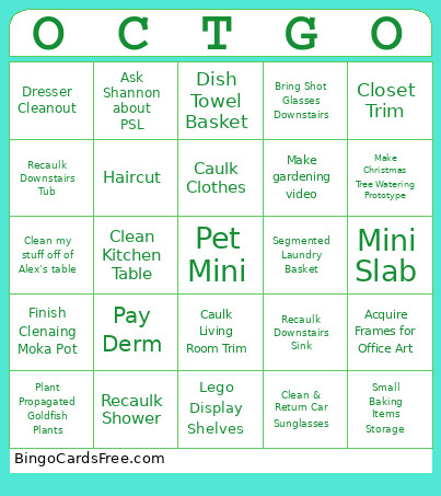 OCTGO Bingo Card