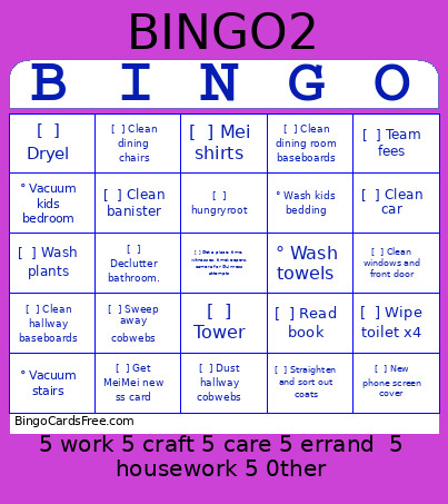 October 2026 Bingo Card
