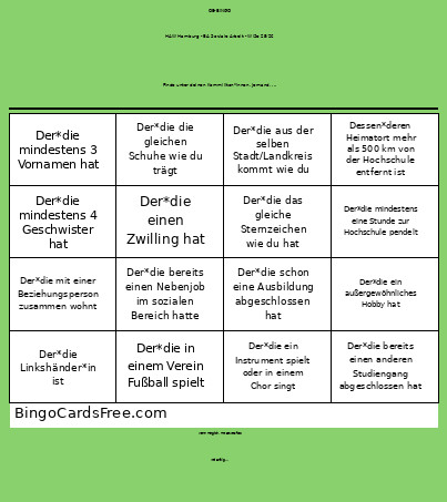 OE Bingo Card