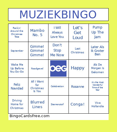 OEG Muziekronde Bingo Card