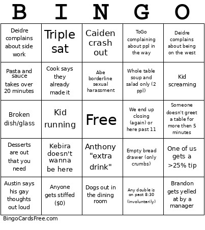 Of Safe Bingo Card