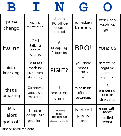 Office Bingo Card