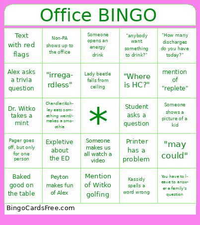 Office BINGO Cards Free Pdf Printable Game, Title: Office BINGO