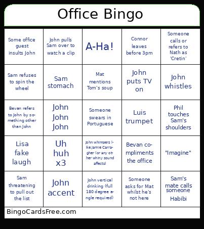 Office Bingo Cards Free Pdf Printable Game, Title: Office Bingo