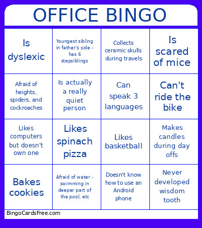 OFFICE Bingo Card