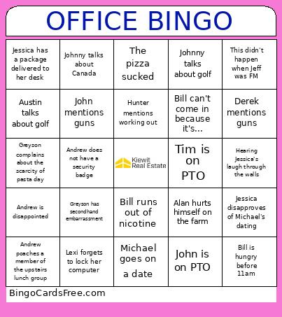 Office Bingo Card