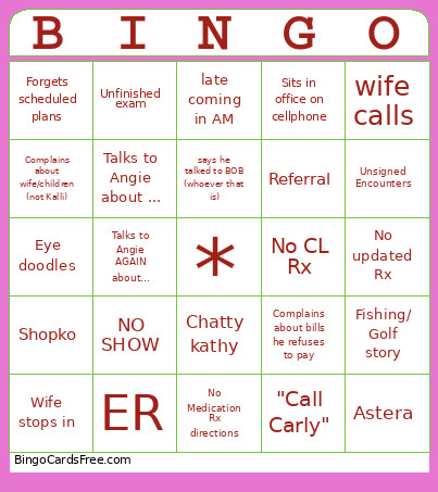 Office Bingo Card