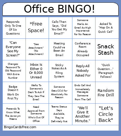 Office ! Bingo Card