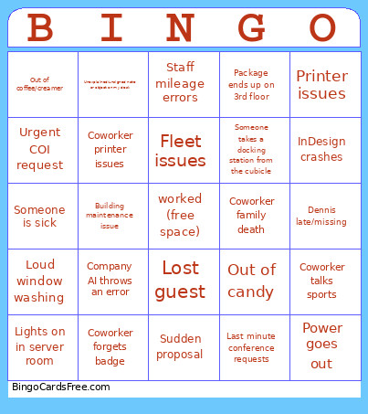 Office Bingo Card