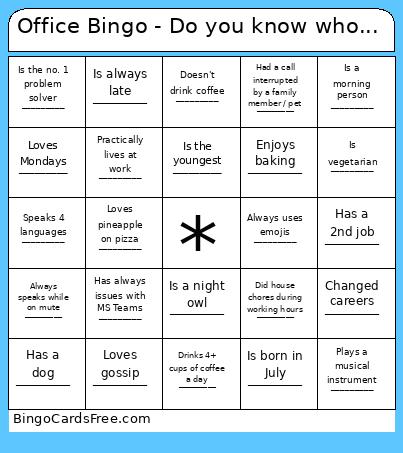 Office Bingo - Do you know who...