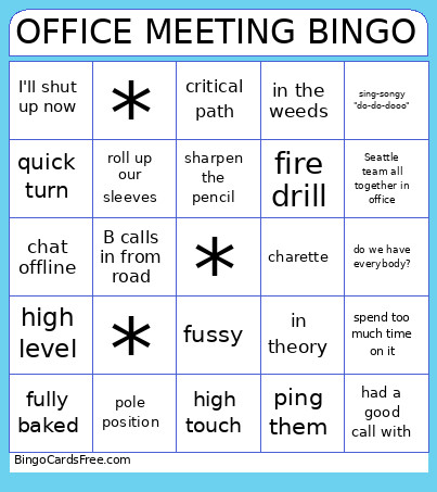 OFFICE MEETING Bingo Card