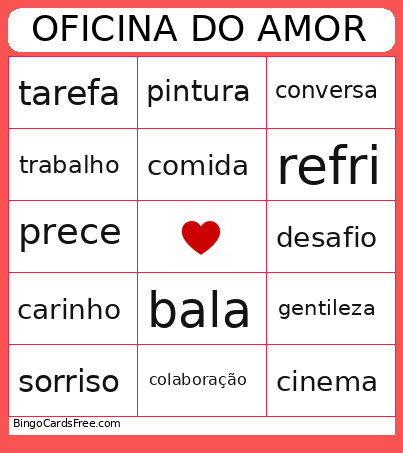 Oficina Do Amor Bingo Card