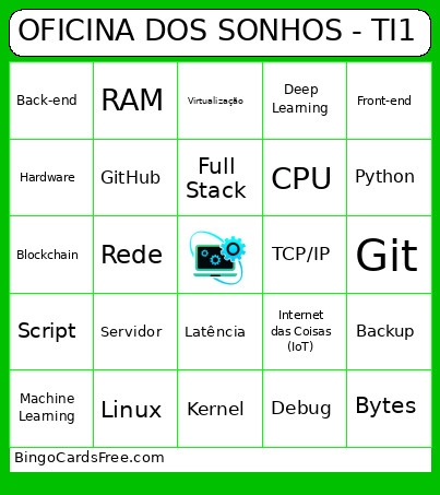 OFICINA DOS SONHOS - TI1 Bingo Card