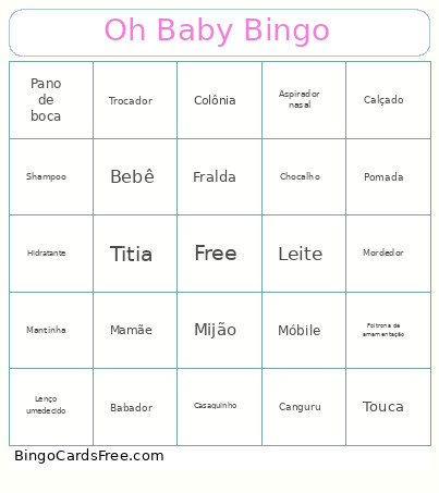 Oh Baby Bingo Card