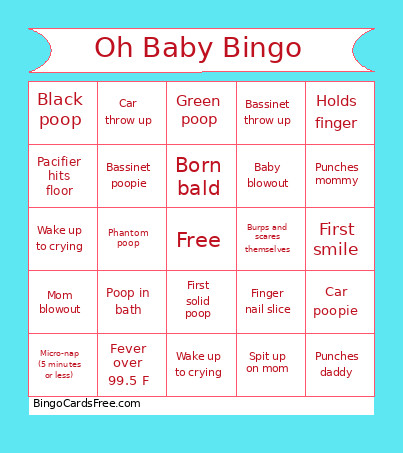 Oh Baby Bingo Card