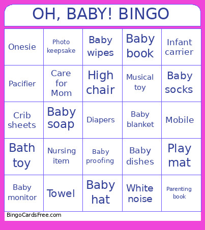 OH, BABY! Bingo Card