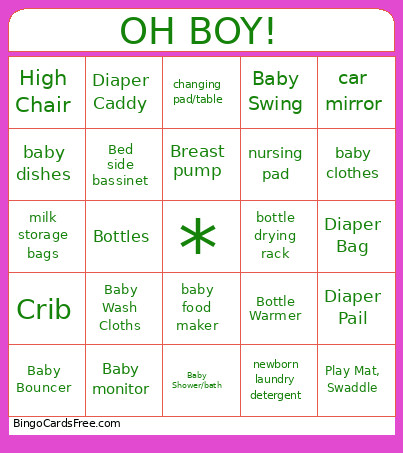 OH BOY! Bingo Card