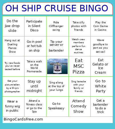 OH SHIP CRUISE Bingo Card
