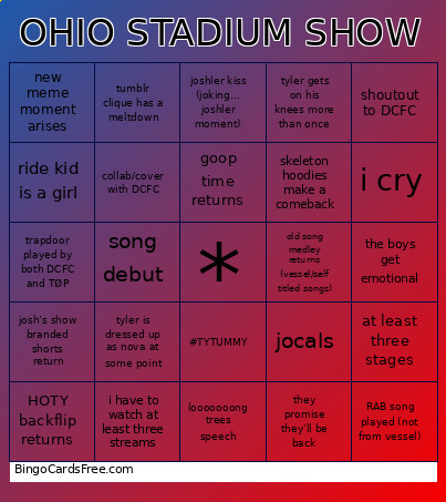 Ohio Stadium Show Bingo Card