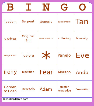 Ohman Bingo Card