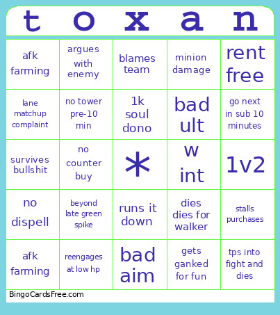 Oixan Bingo Card